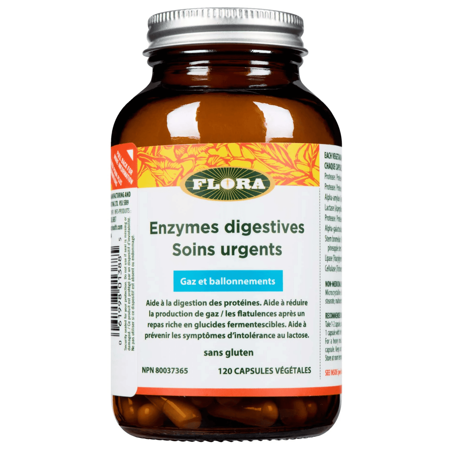 Flora Urgent Care Digestive Enzymes, Targeted Relief for Digestive Discomfort, 60-120 Vegetable Capsules