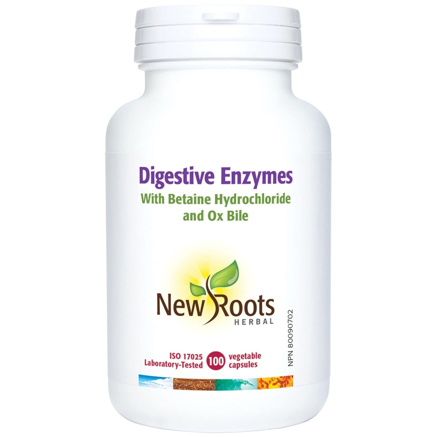 100 Vegetable Capsules | New Roots Herbal Digestive Enzymes With Betaine Hydrochloride and Ox Bile