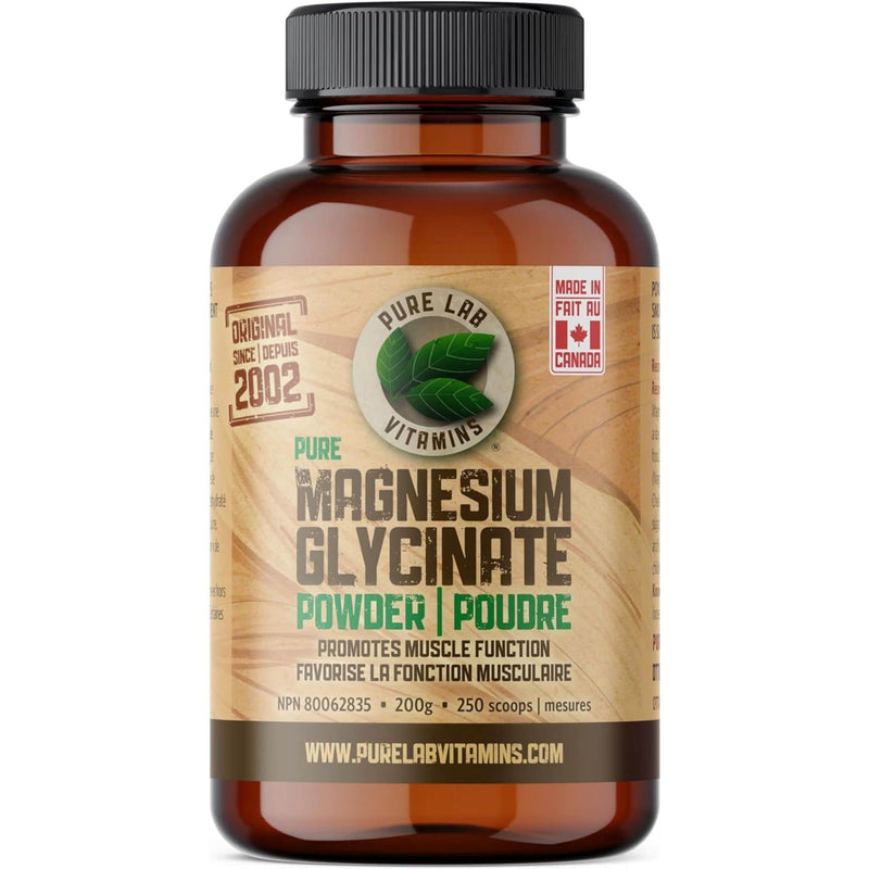 Pure Lab Vitamins Magnesium Glycinate Powder, Unflavoured, 165mg Magnesium per Scoop, 200g