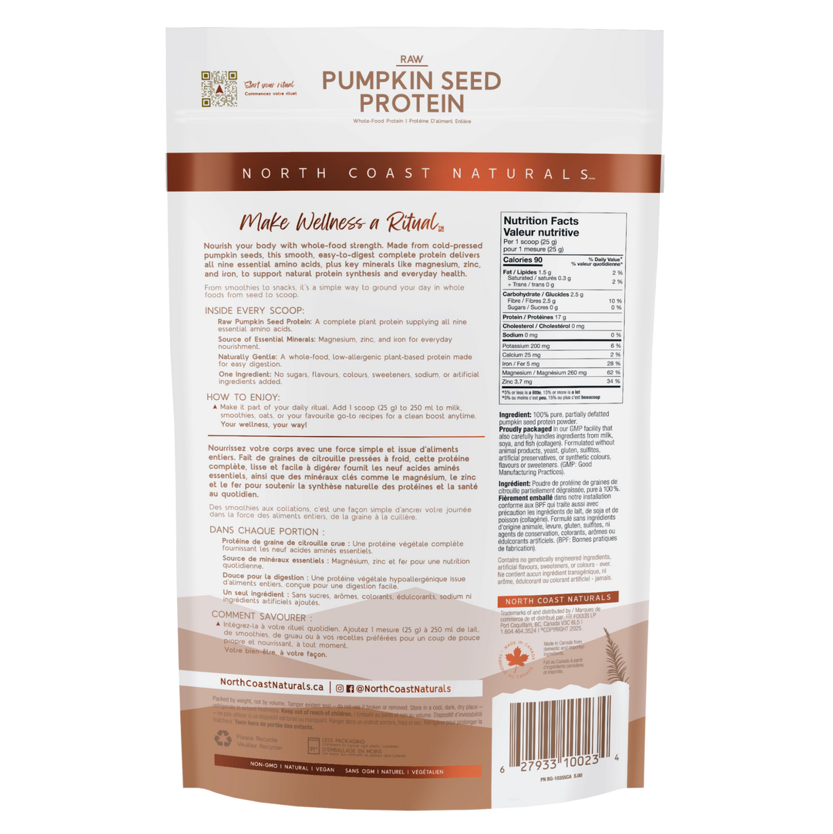 340g Original | North Coast Naturals Raw Pumpkin Seed Protein Powder