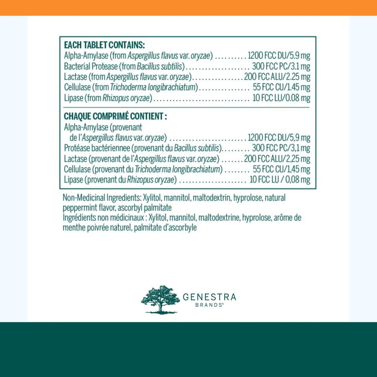 Natural Peppermint Flavour, 100 Chewable Tablets | Genestra Brands V-Enzymes Chewable