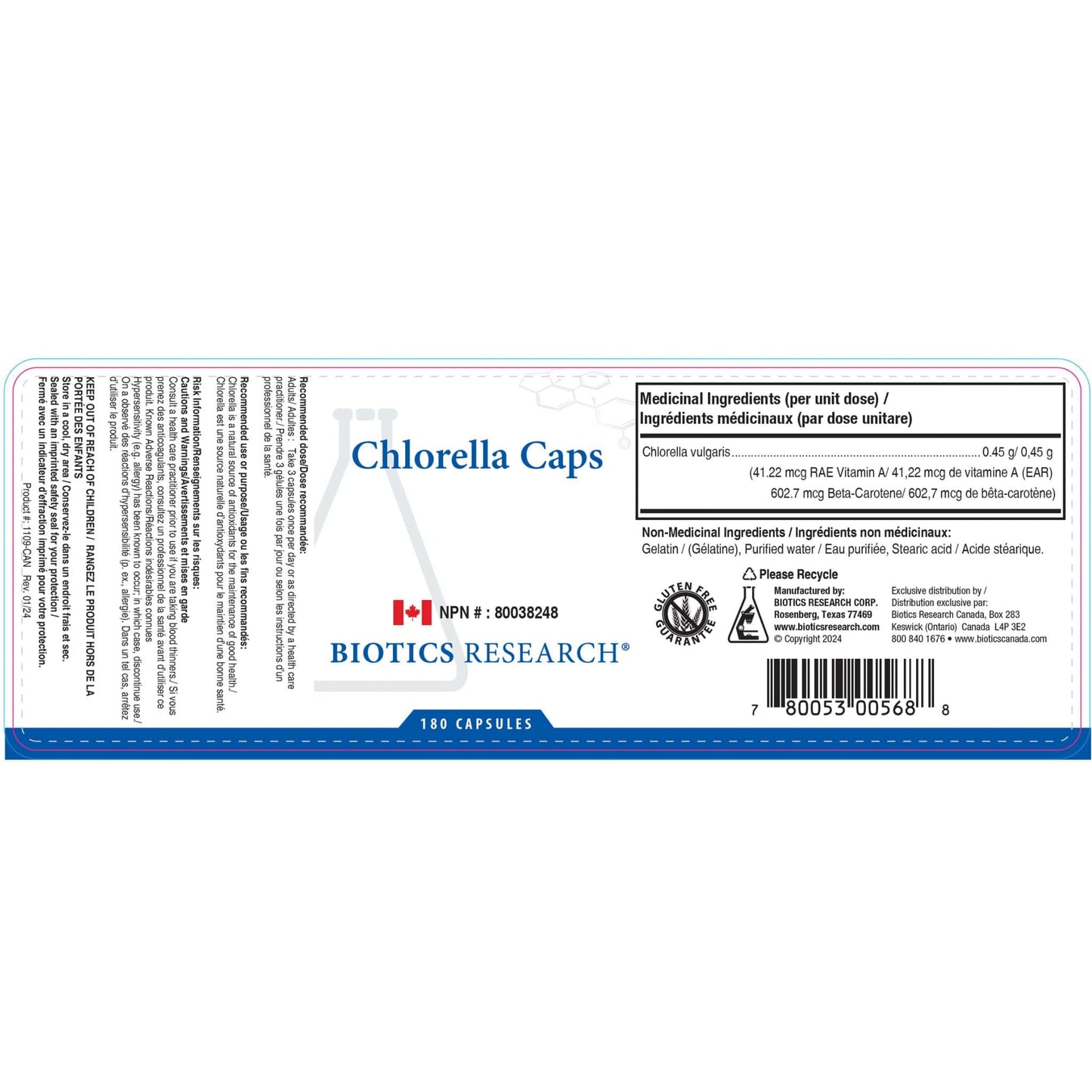 180 Capsules | Biotics Research Chlorella Caps