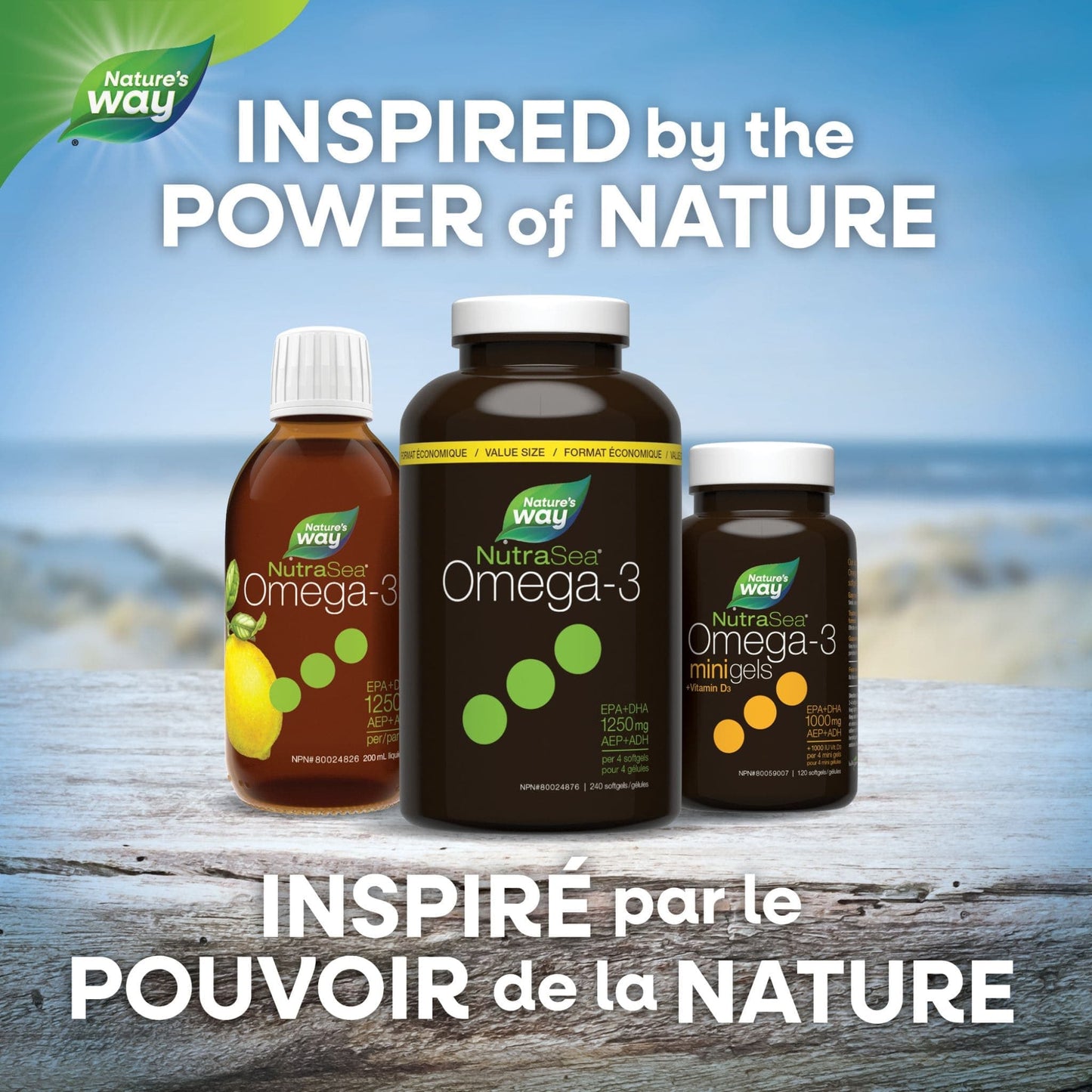 Lemon Flavour, 240 Softgels | Nature's Way Nutrasea Omega-3 EPA+DHA 1250 mg