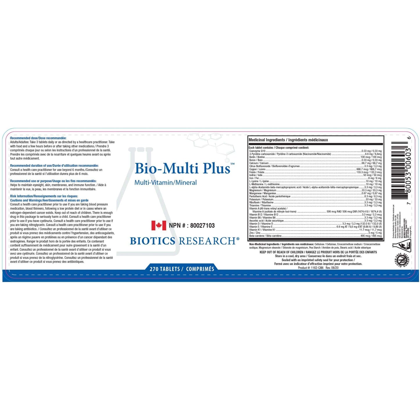 270 Tablets | Biotics Research Bio-Multi Plus