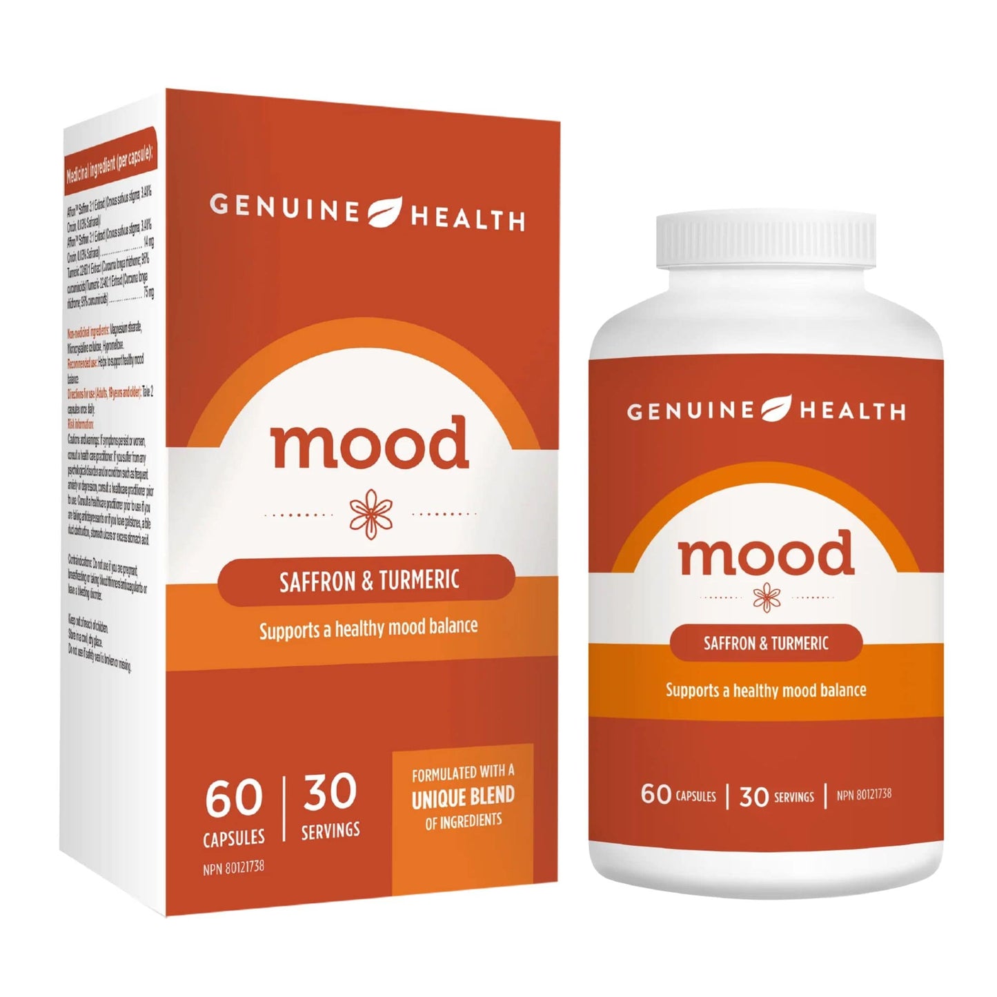 60 Capsules | Genuine Health Mood Saffron & Turmeric