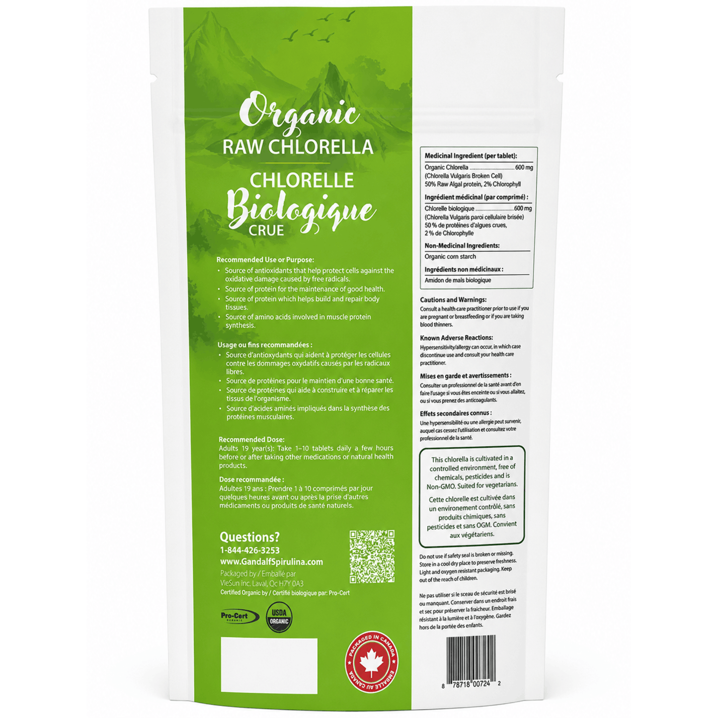 150 Tablets | Gandalf Organic Raw Chlorella