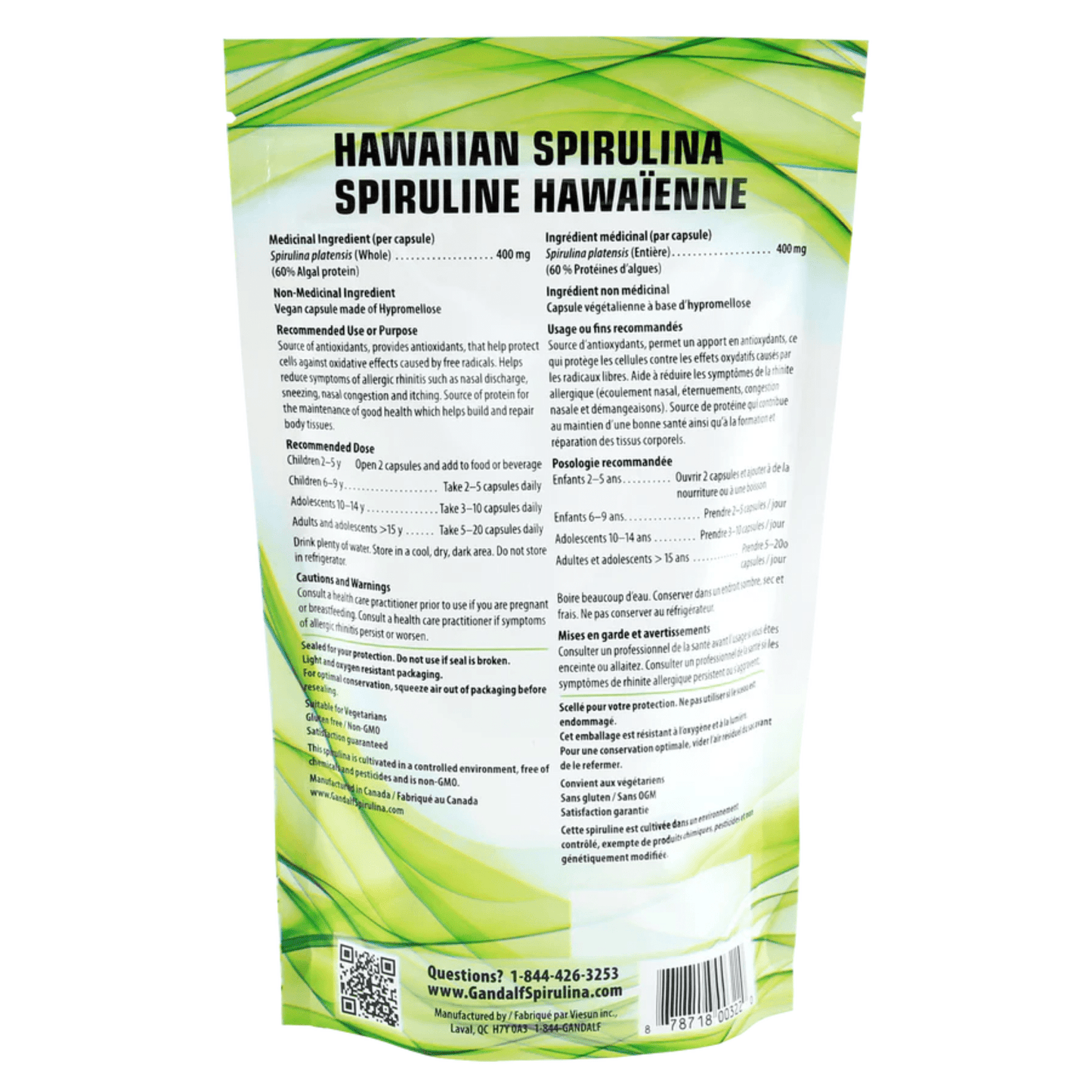 Gandalf Hawaiian Spirulina 400mg, 150 Capsules