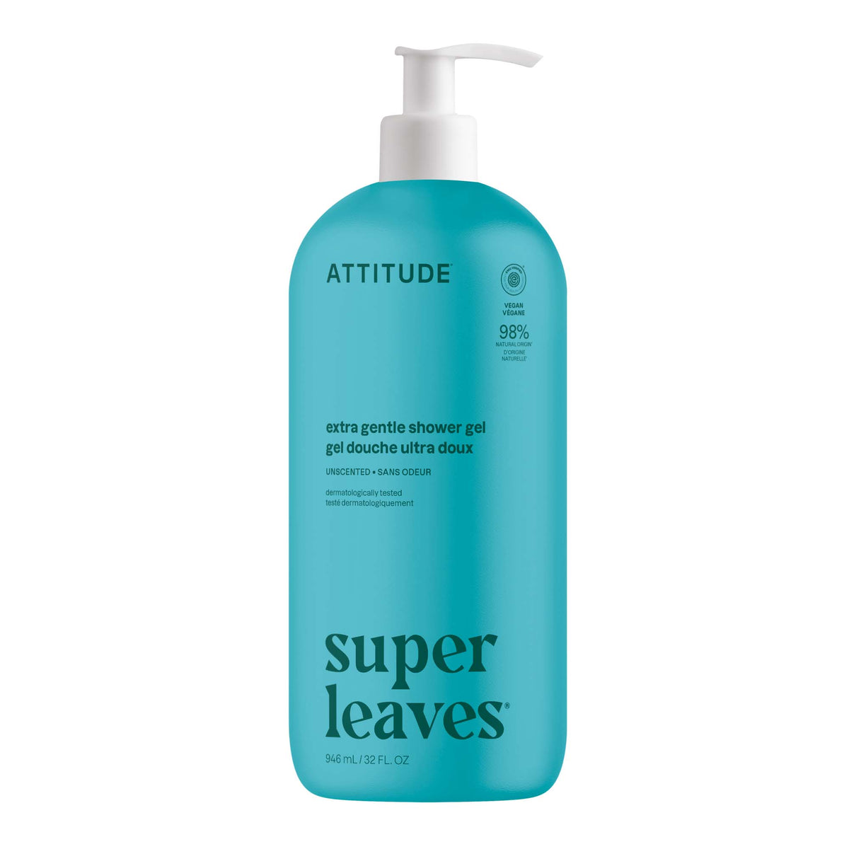 Attitude Super Leaves Shower Gel Extra Gentle Unscented 946ml