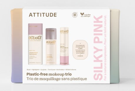 Attitude Oceanly 3-Piece Makeup Set Silky Pink (Blush, Golden Rose Highlighter, Lip Gloss) 3-Piece Set
