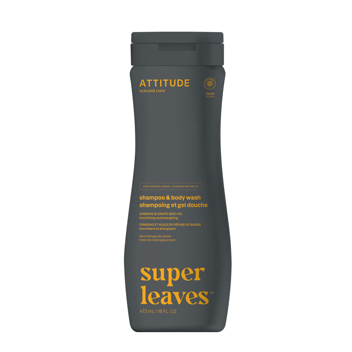 Attitude Super Leaves MEN 2-in-1 Shampoo & Body Wash, Nourishing 473ml