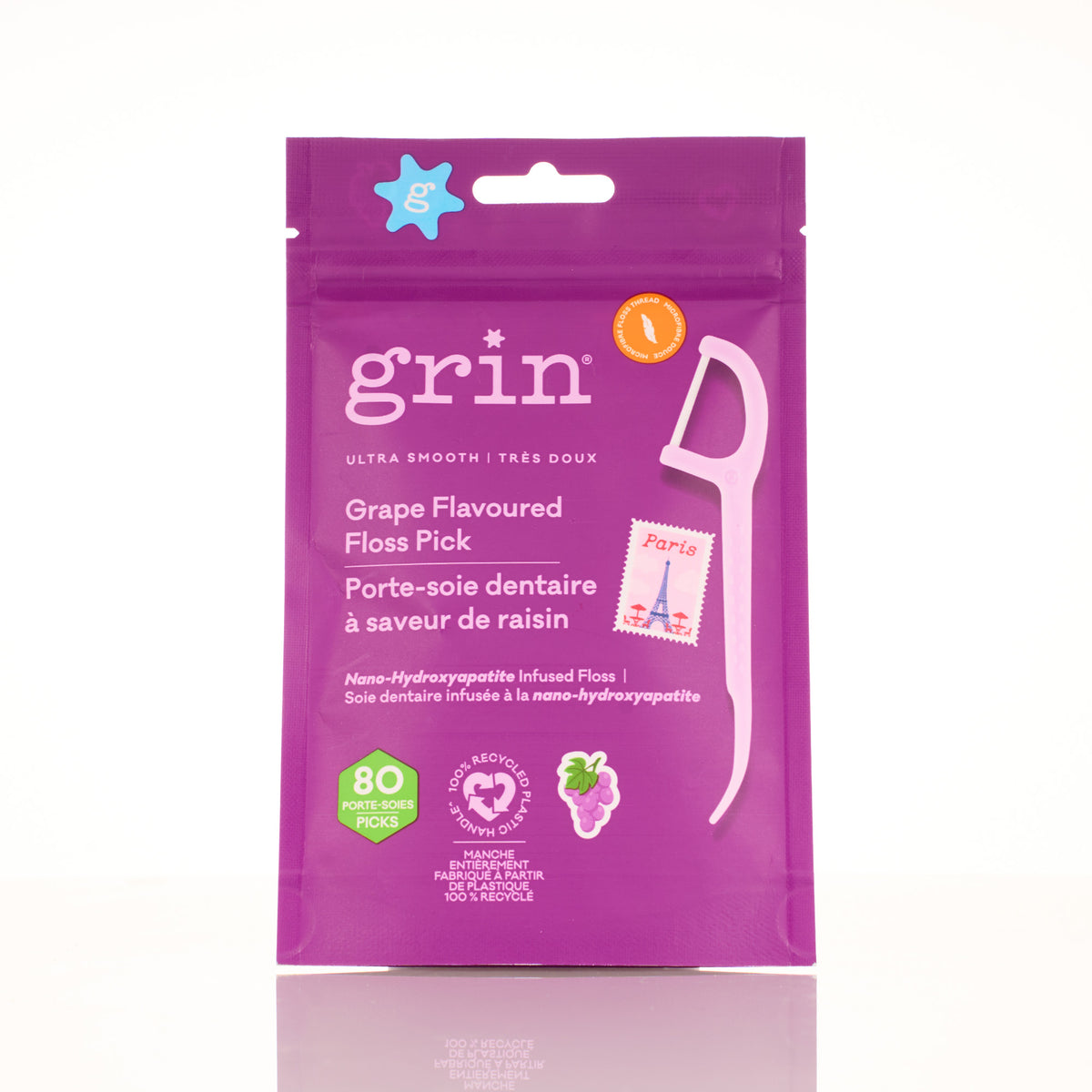 Grin Flavour Floss Picks, Grape