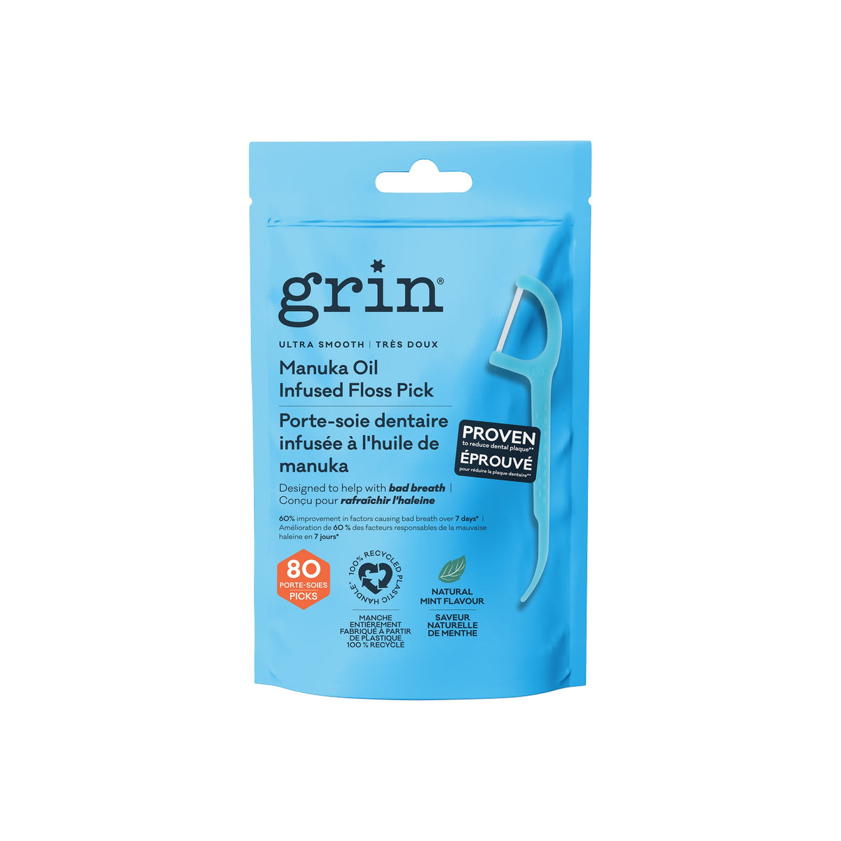 Grin Ultra Floss Picks, Ultra Smooth (Manuka)