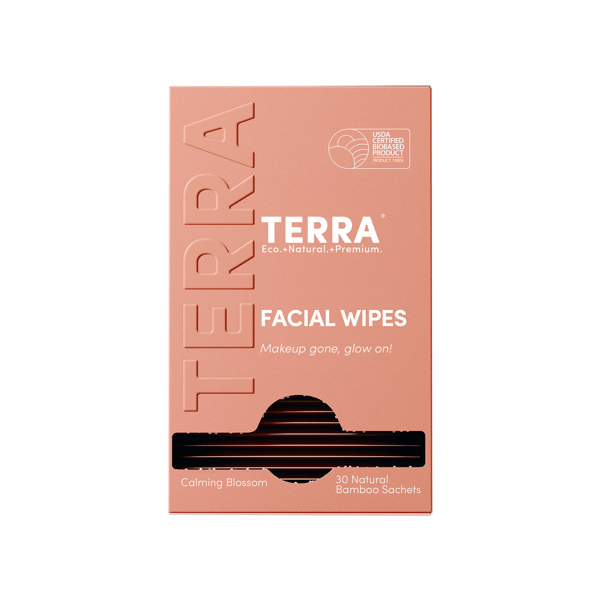Terra Facial Wipes, Bamboo Cleansing Wipes with Niacinamide and Lavender, Alcohol-Free, 30 Single Sachets
