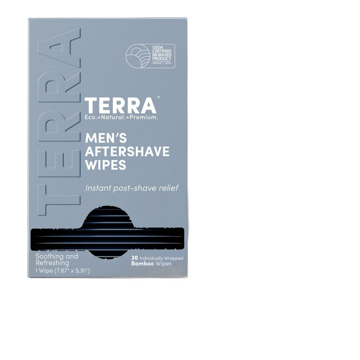 Terra Men's Aftershave Wipes, Cooling Witch Hazel, Aloe and Chamomile Post-Shave Wipes, Single Sachets, 30 Count