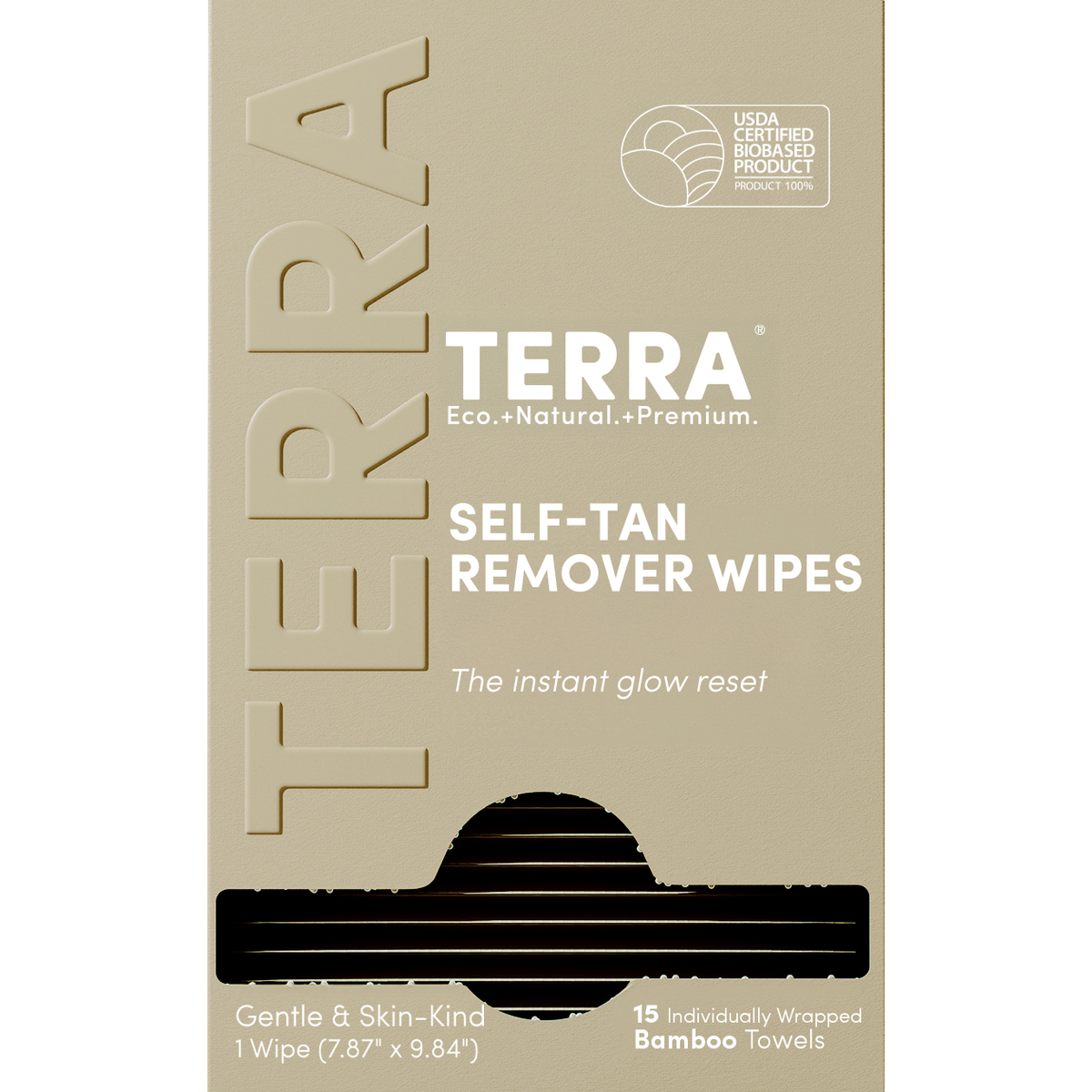 Terra Self-Tan Remover Wipes with Urea, Lactic Acid and Aloe, Single Sachets, 15 Count