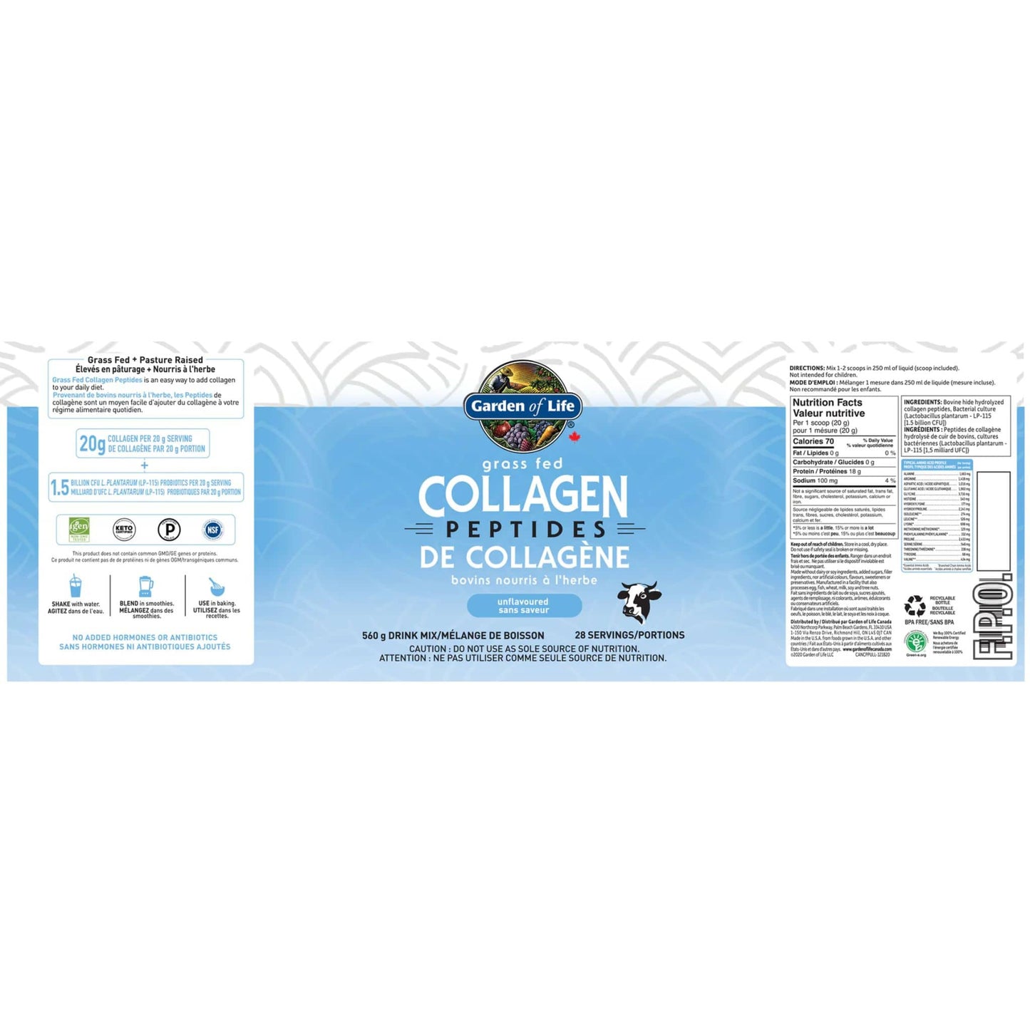 Unflavoured | Garden of Life Grass Fed Collagen Peptides // unflavoured