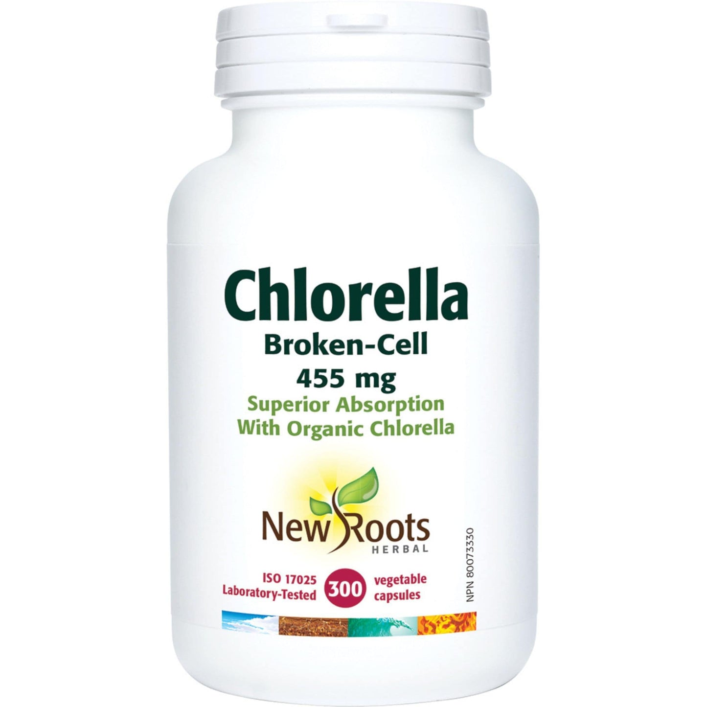 300 Vegetable Capsules | New Roots Herbal Chlorella Broken-Cell 455mg