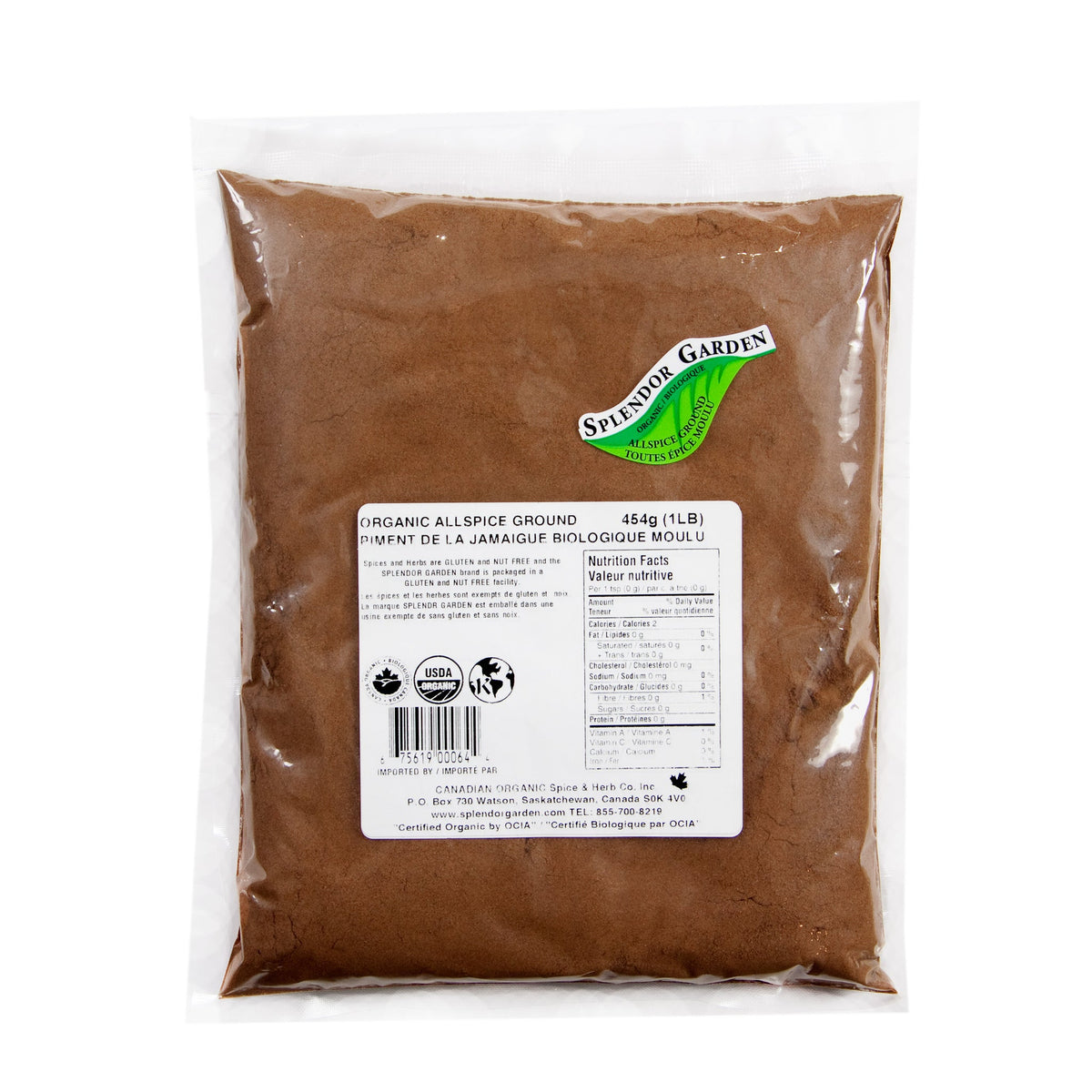 Splendor Garden Organic Ground Allspice, 454g Bulk Bag