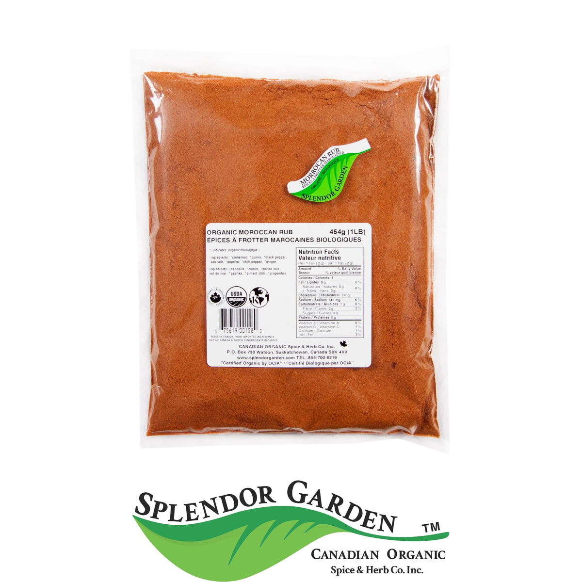 Splendor Garden Organic Moroccan Rub, 454g Bulk Bag