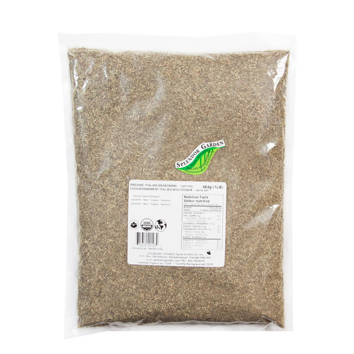 Splendor Garden Organic Italian Seasoning, Salt-Free Herb Blend, 454g Bulk Bag