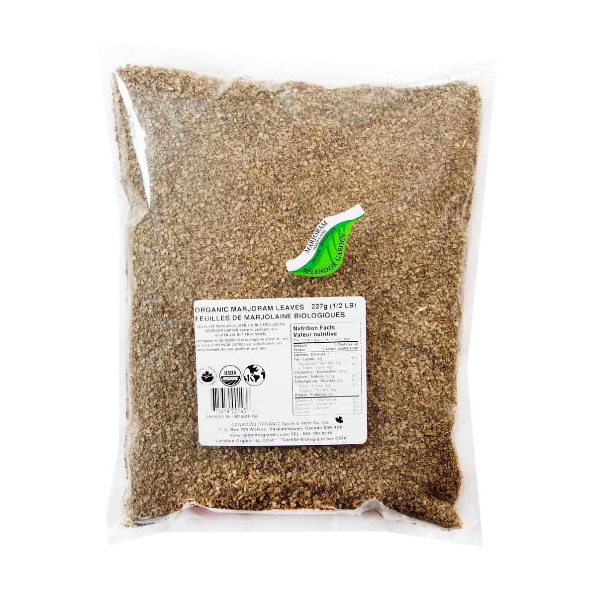 Splendor Garden Organic Marjoram, Leaves, 227g Bulk Bag