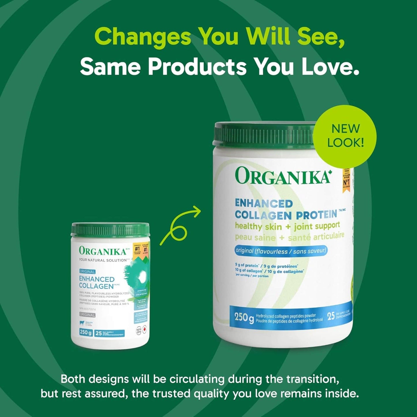 Organika Enhanced Collagen Powder (100% flavourless hydrolyzed collagen peptides), 250-500g