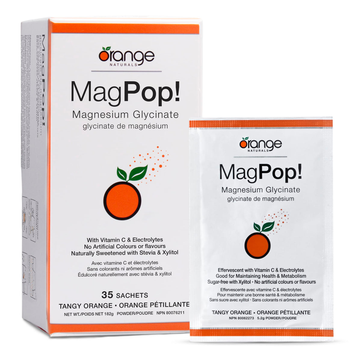 35 Packets | Orange Naturals MagPop! effervescent drink mix tangy orange