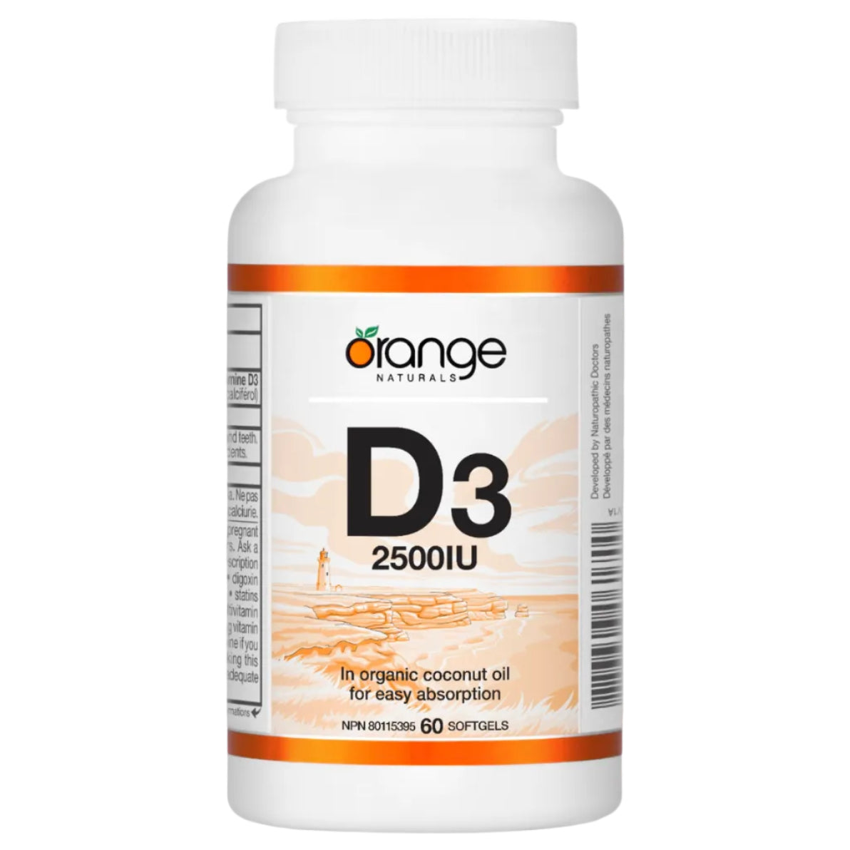 180 Softgels | Orange Naturals D3 2500IU 180 Softgels