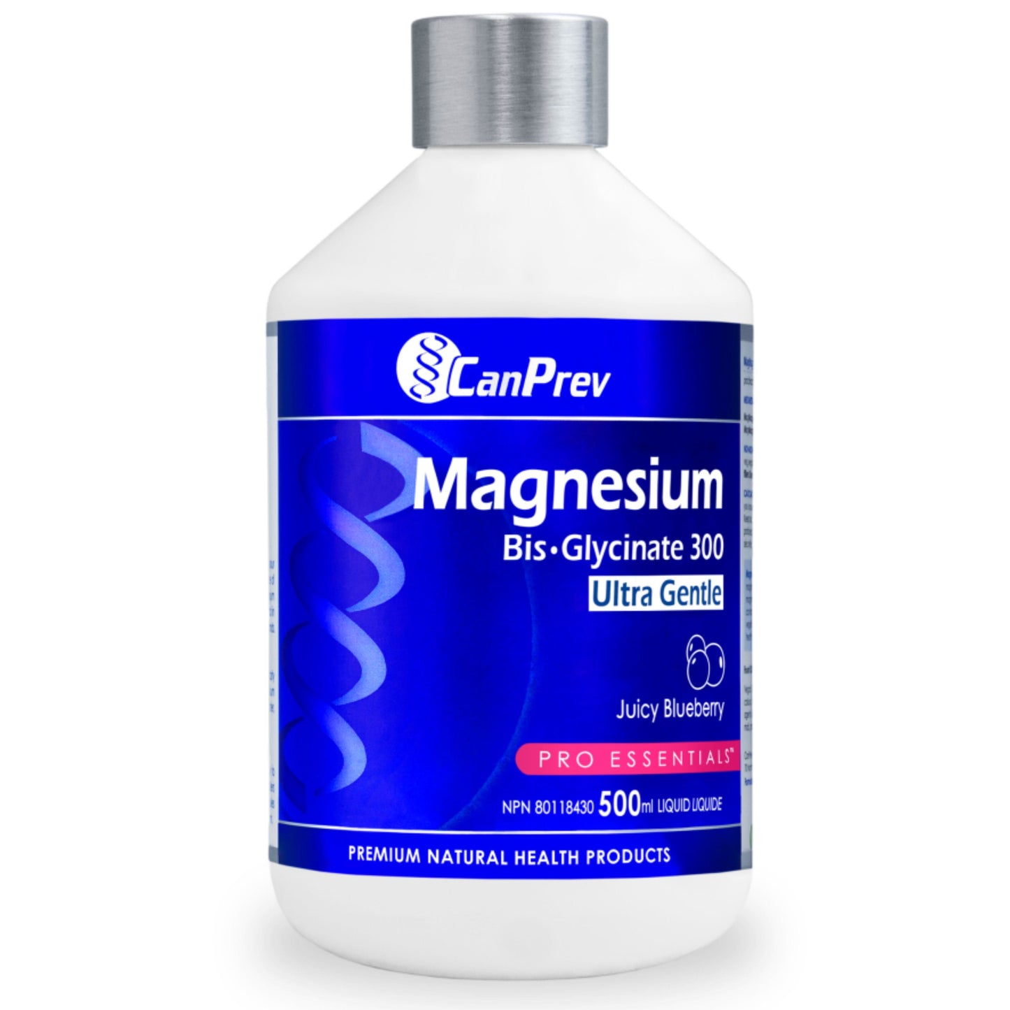 Juicy Blueberry | CanPrev Magnesium Bis Glycinate 300 Ulta Gentle 500 ml bottle // blueberry flavour