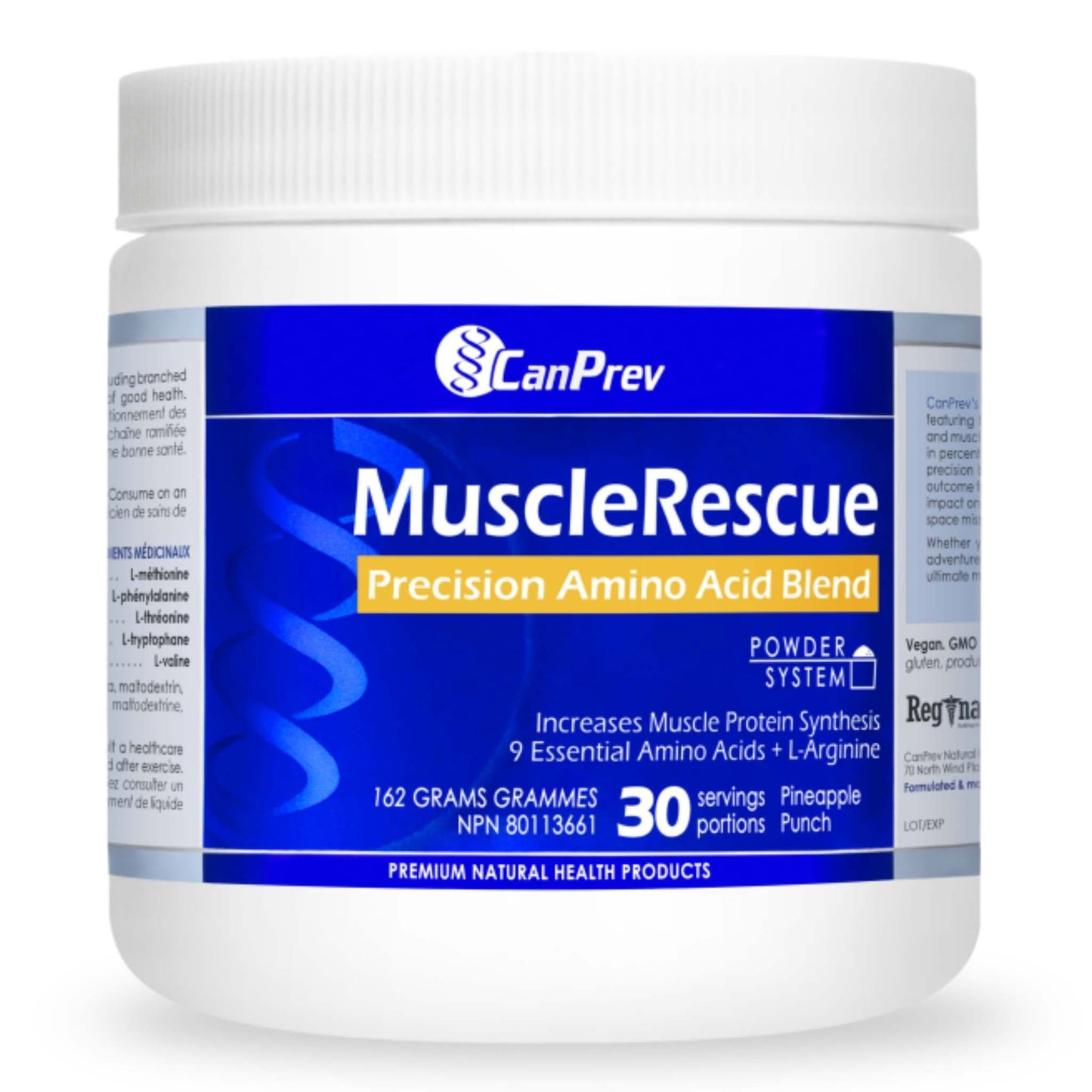 162g - Pineapple Punch | CanPrev Muscle Rescue Precision Amino Acid Blend 30 Servings // Pineapple Punch flavour