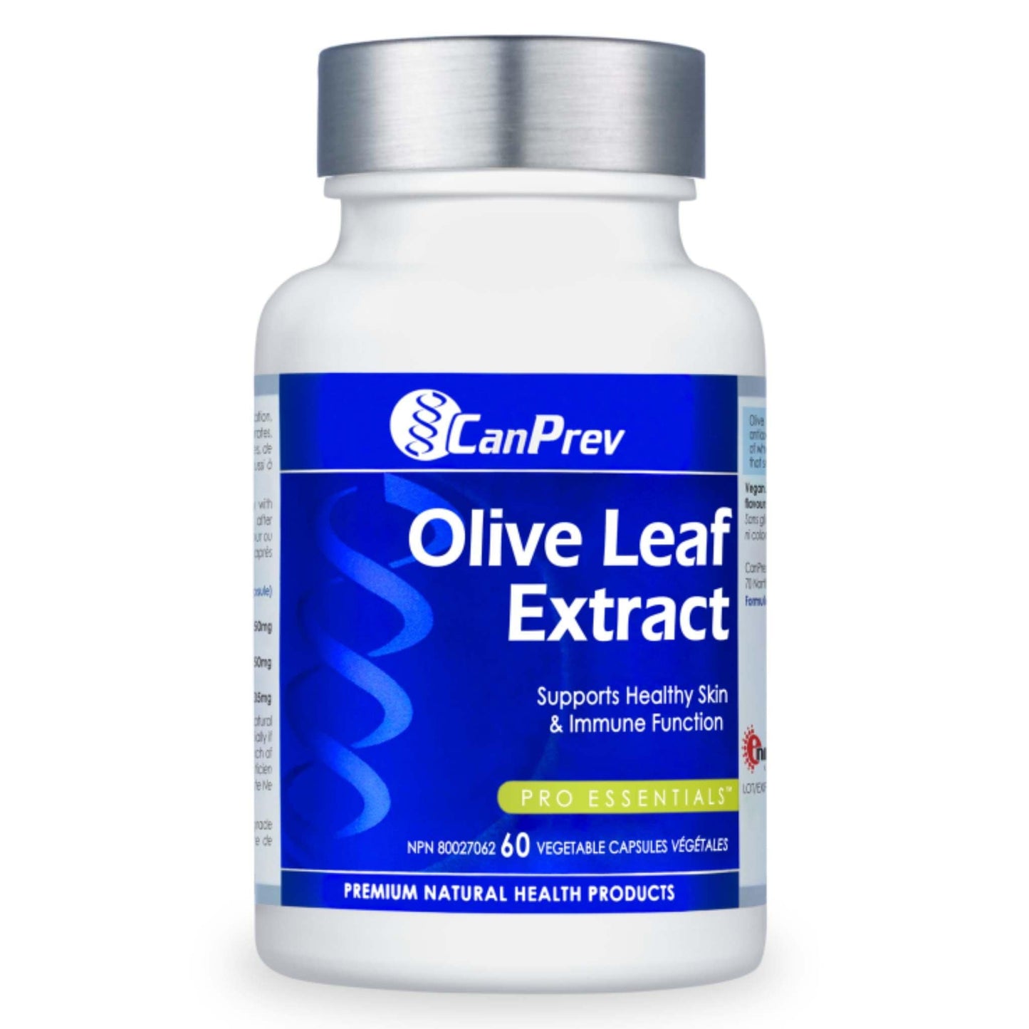 A bottle of CanPrev Olive Leaf Extract 60 Vegetable Capsules