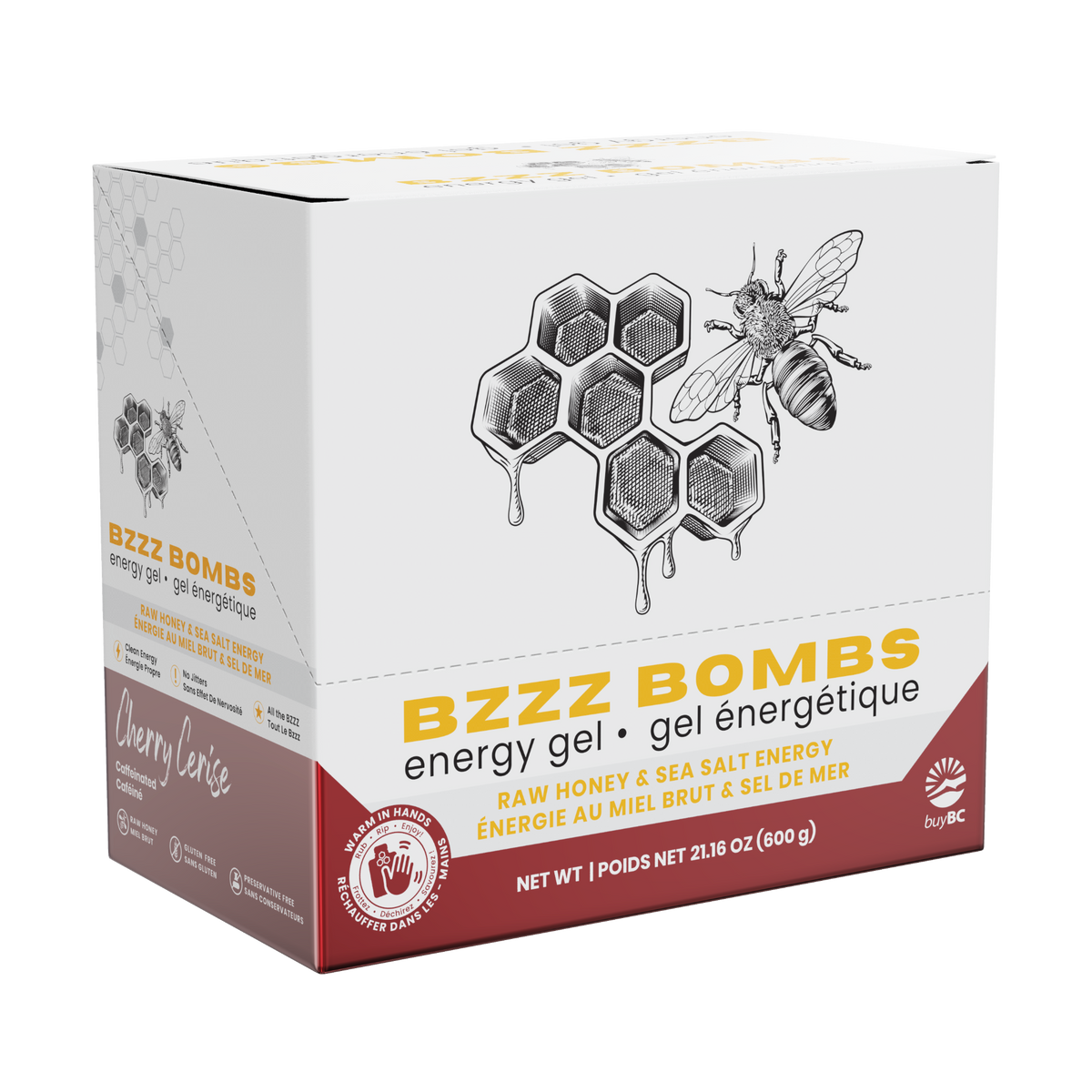 Case of 24 Cherry | Bzzz Bombs Raw Honey Energy Gel