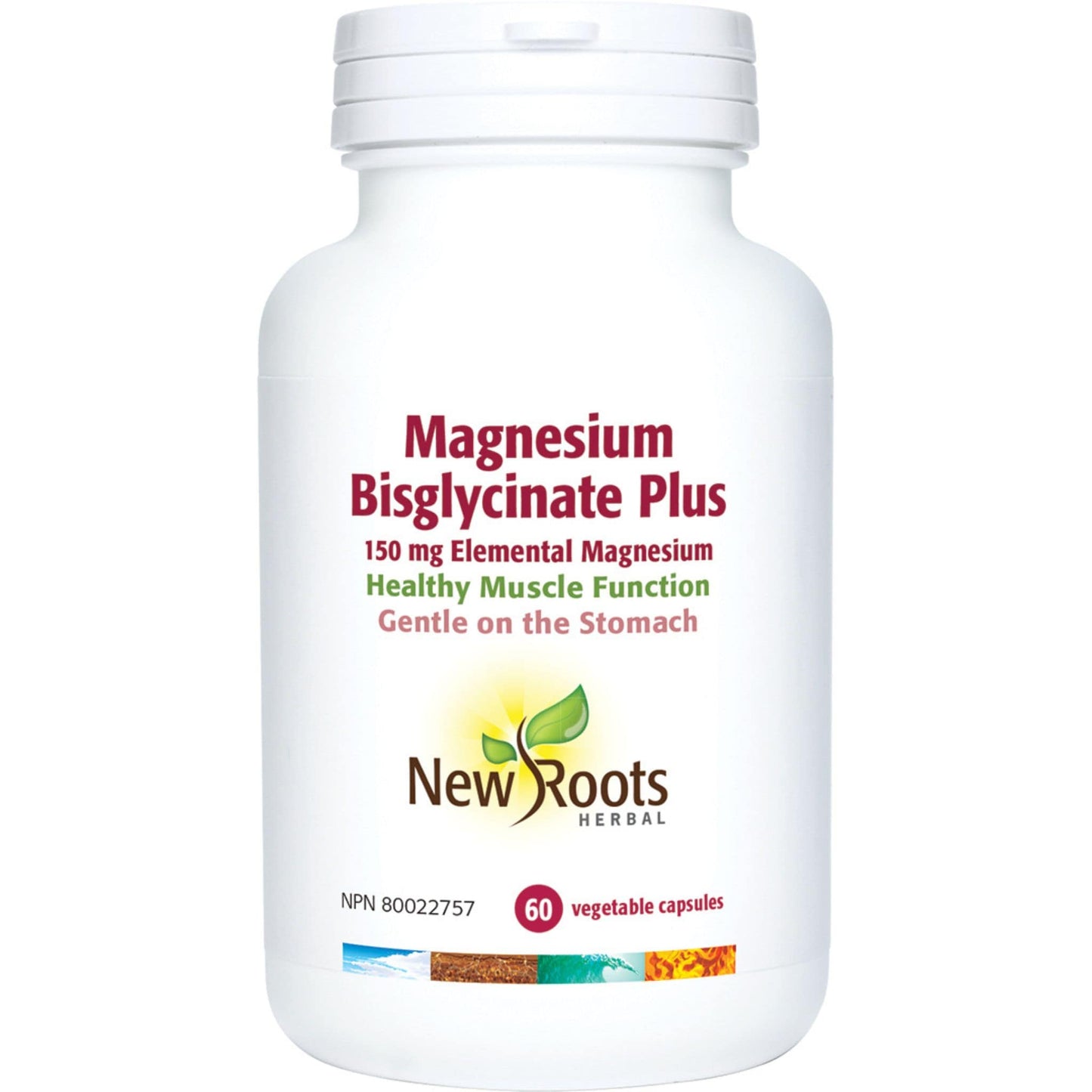 60 Vegetable Capsules | New Roots Herbal Magnesium Bisglycinate Plus 150mg