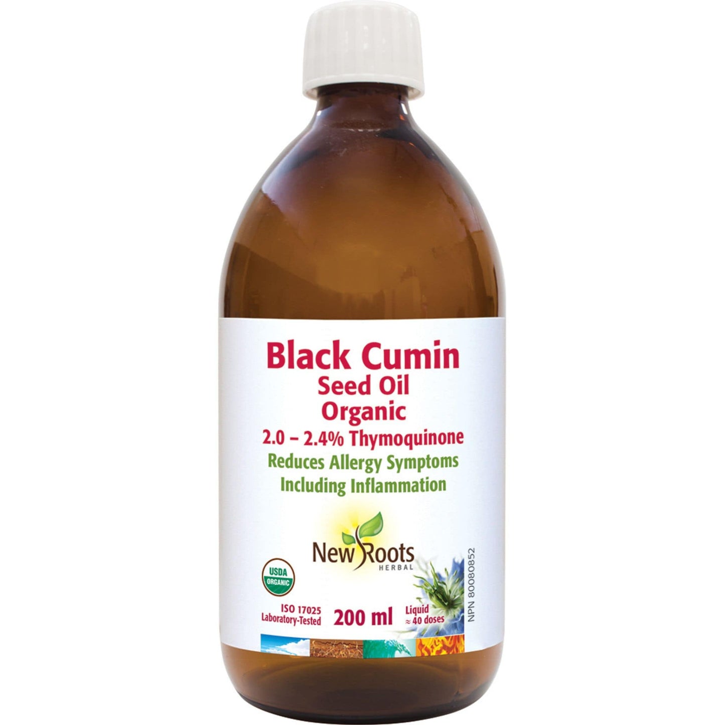 200 ml | New Roots Herbal Organic Black Cumin Seed Oil 2.0 - 2.4% Thymoquinone Liquid Bottle