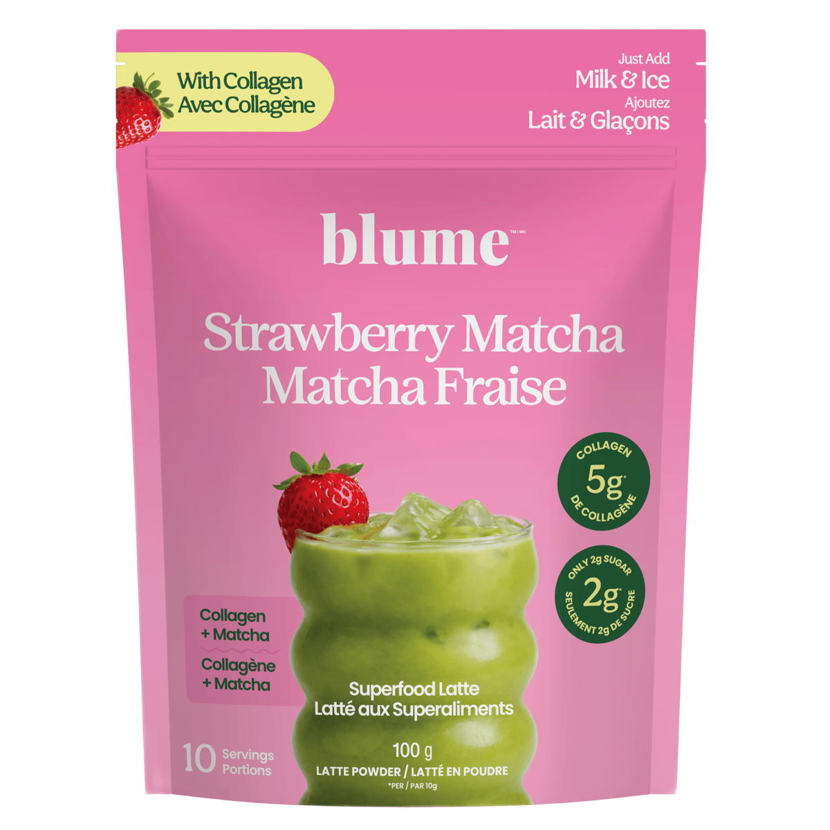 Blume Strawberry Matcha Superfood Latte Blend