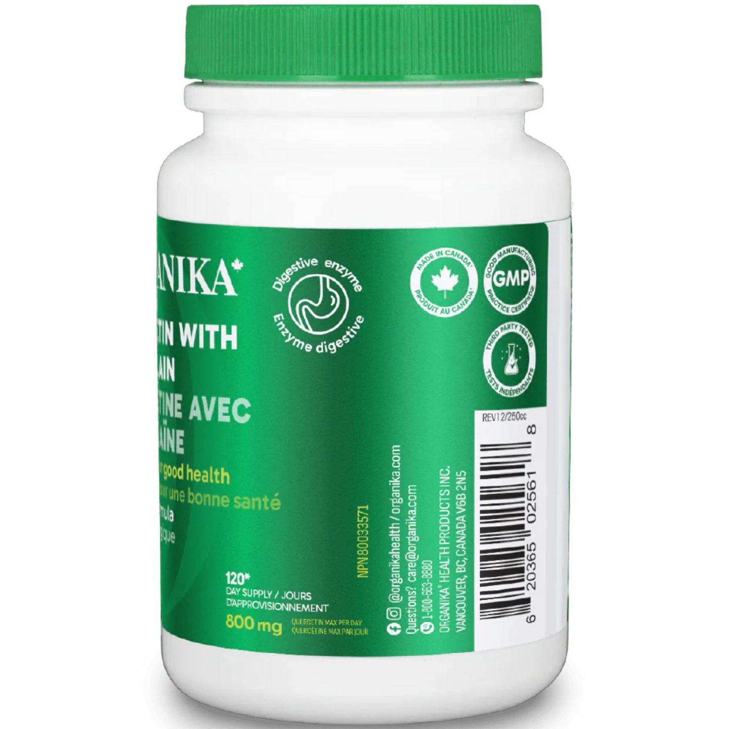 120 Caplets | Organika Quercetin with Bromelain