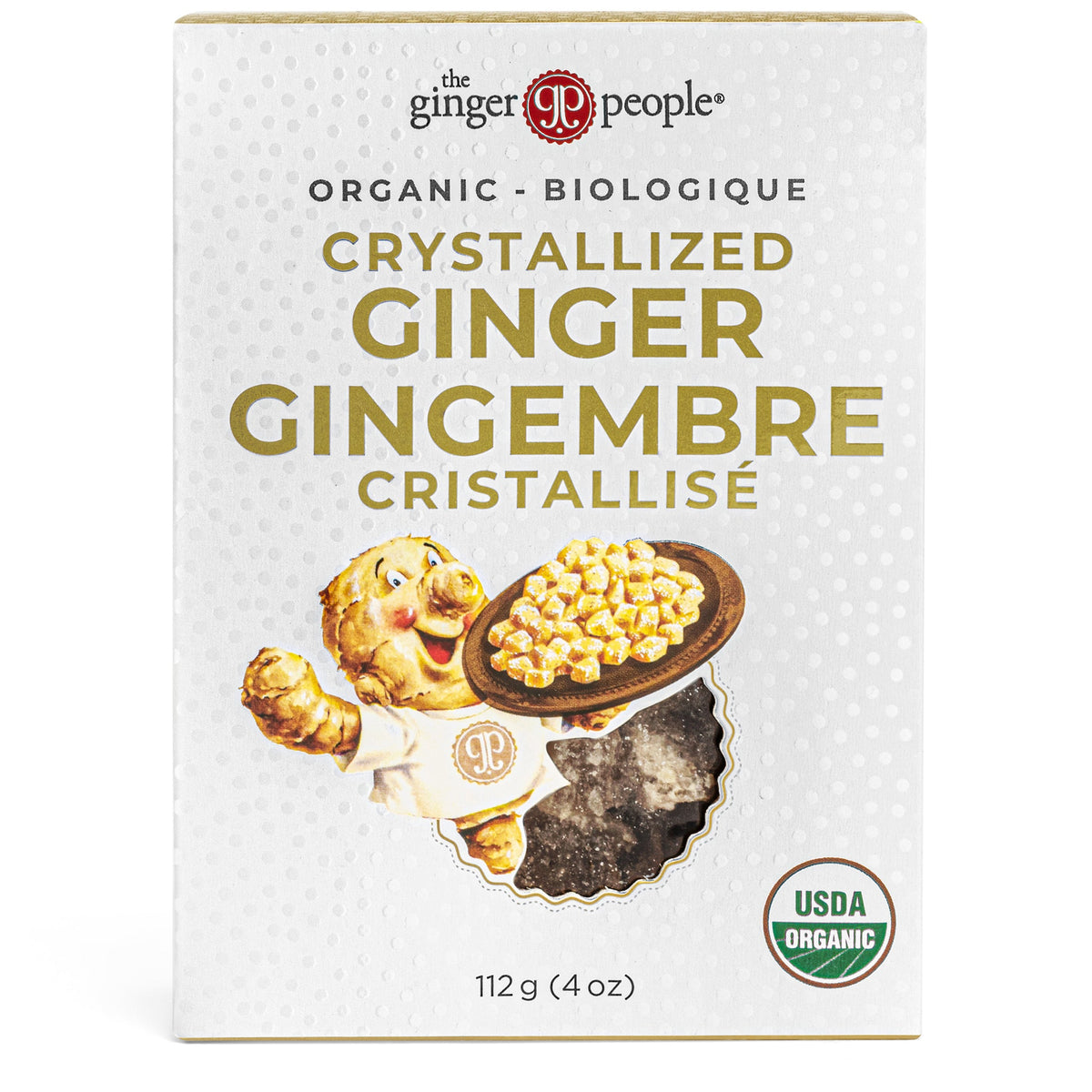 The Ginger People Crystallized Ginger, Full Case (Gin Gins Candy, Chips or Organic Dice) - Organic Crystallized Ginger Dice, 12 x 112g
