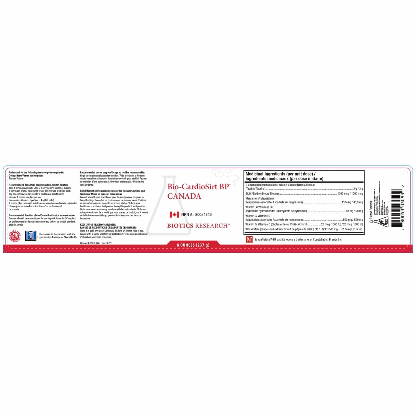 Unflavoured, 234g | Biotics Research Bio-CardioSirt BP