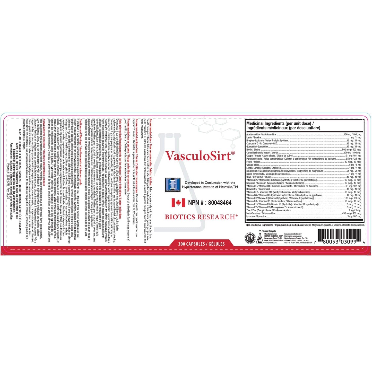 150 Capsules | Biotics Research VasculoSirt