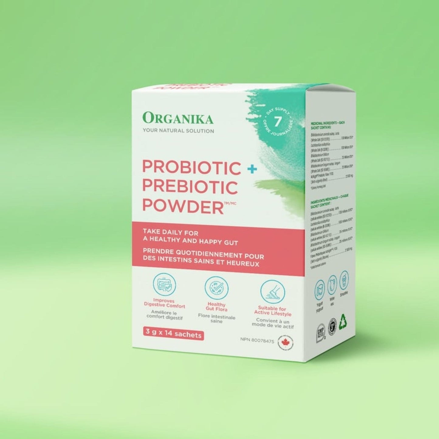 Unflavoured, 3g x 14 Sachets | Organika Probiotic + Prebiotic Powder