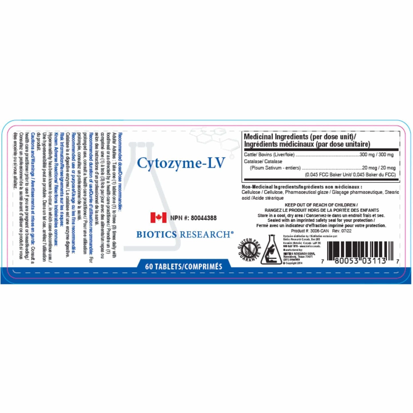 60 Tablets | Biotics Research Cytozyme-LV