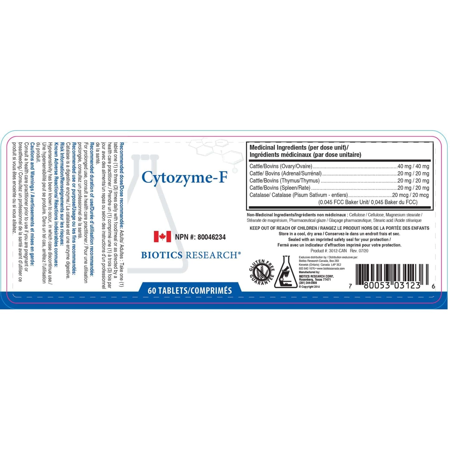 60 Tablets | Biotics Research Cytozyme-F