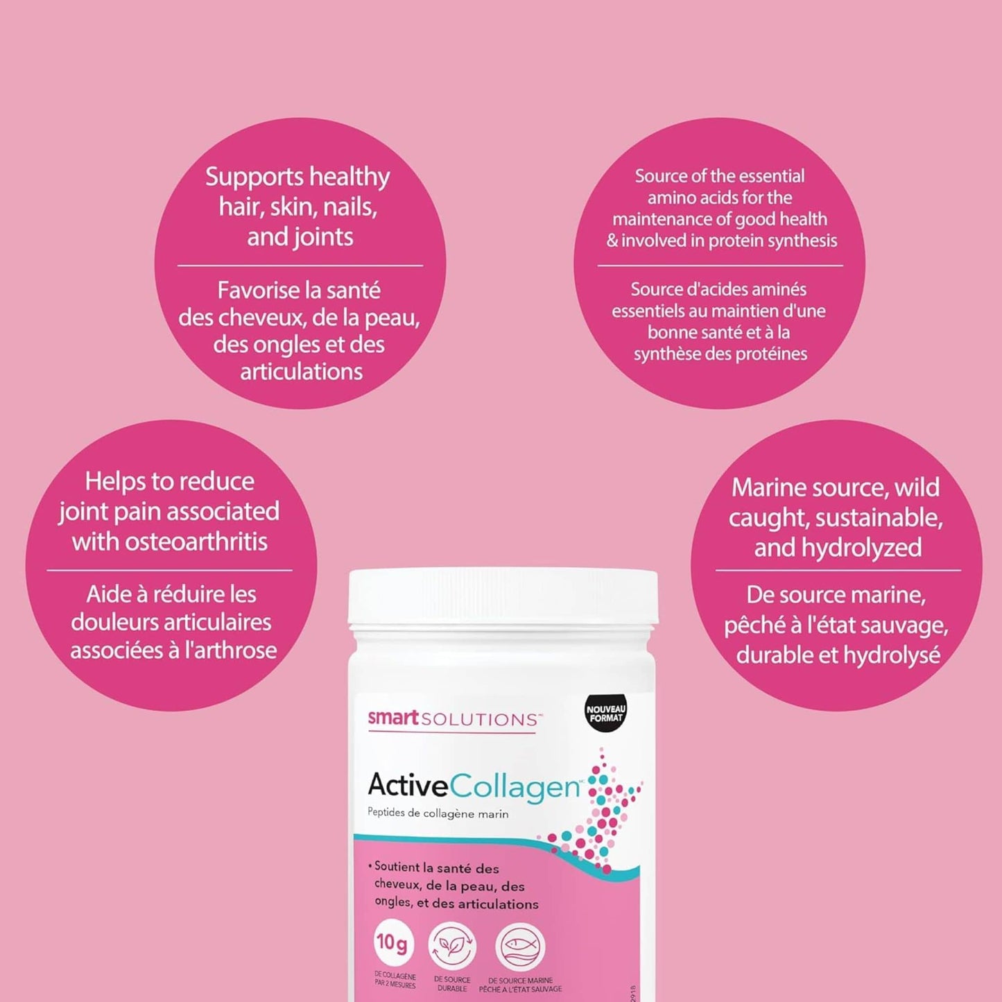 Unflavoured, 220g | Smart Solutions Active Collagen Powder, Marine Collagen Peptides