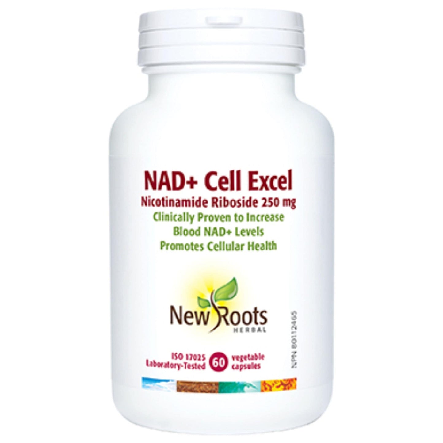 New Roots NAD+ Cell Excel, Nicotinamide Riboside 250mg, Clinically Proven to Increase Blood NAD+ Levels, 60 Vegetable Capsules