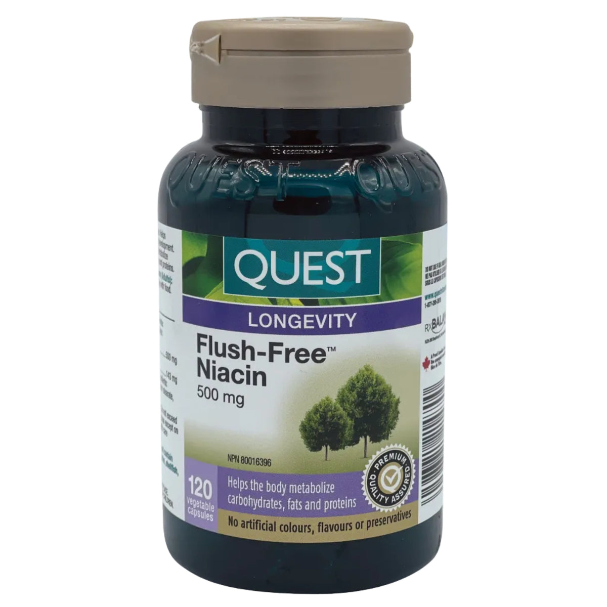 120 Capsules | Quest Flush-Free Niacin 500mg 120 Capsules