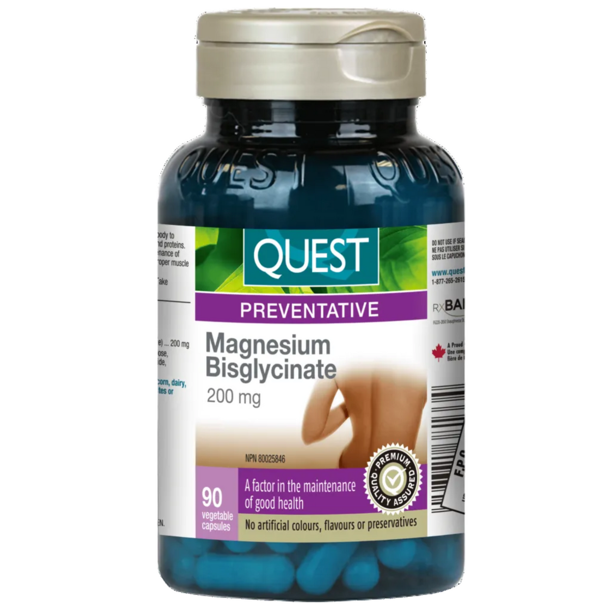 90 Vegetable Capsules | Quest Magnesium Bisglycinate 200mg 90 Vegetable Capsules