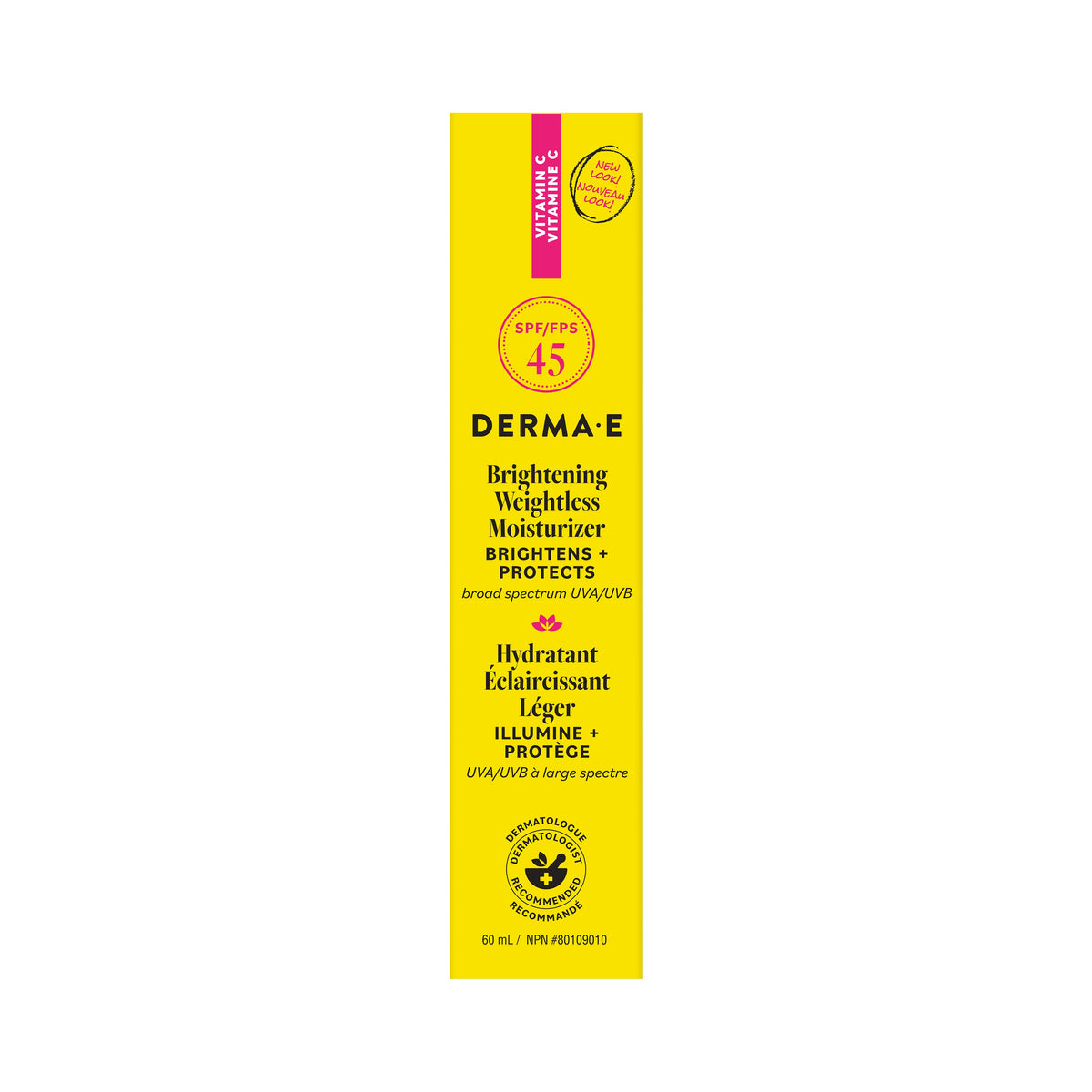 Derma E Brightening Weightless Moisturizer SPF 45, Mineral Zinc, 60ml