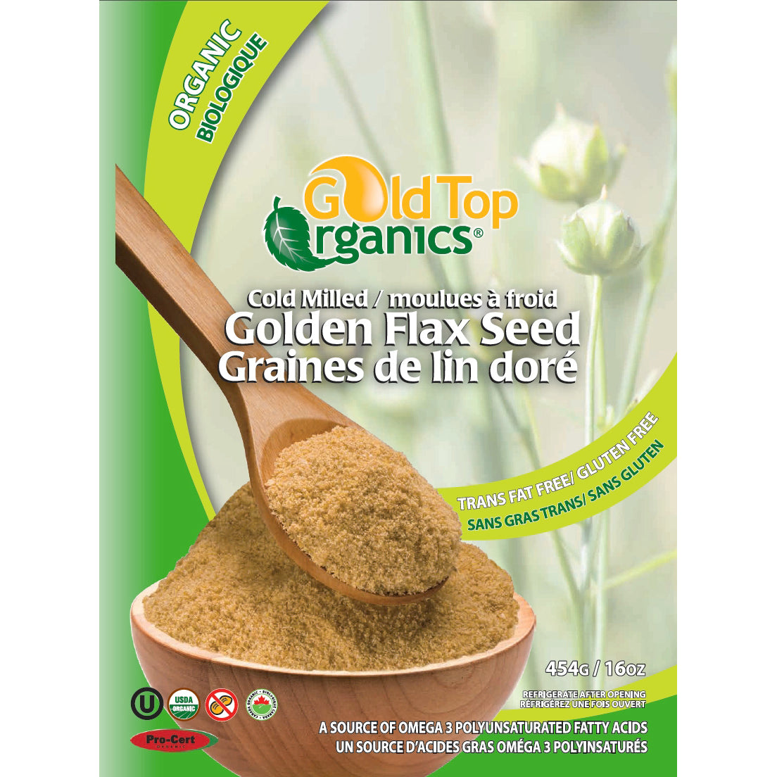 Gold Top Organic Cold Milled Flax Seed, Golden