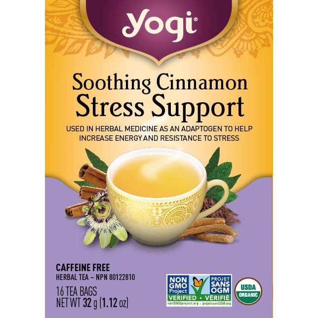 Yogi Soothing Cinnamon Stress Support Tea, Organic Herbal Tea with Ashwagandha and Cinnamon, 16 Tea Bags