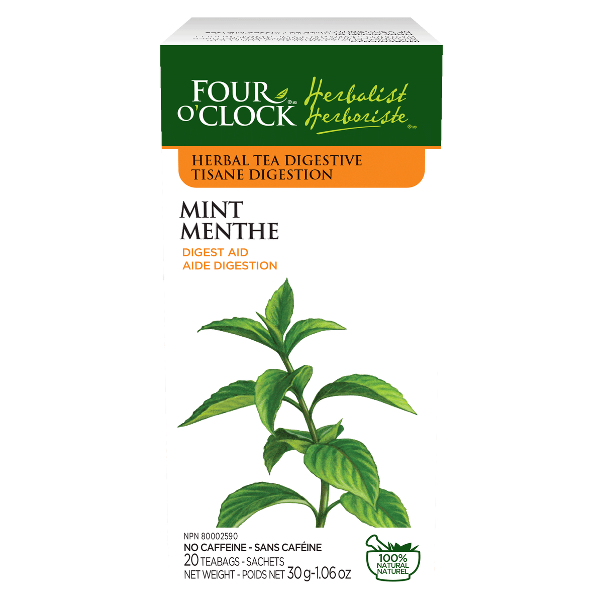 Four O'Clock Mint Herbal Tea, 20 tea bags